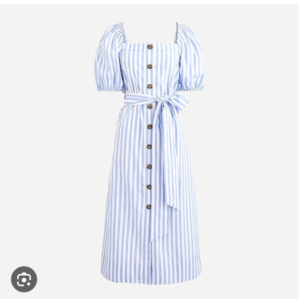 J. Crew striped button front puff sleeve dress